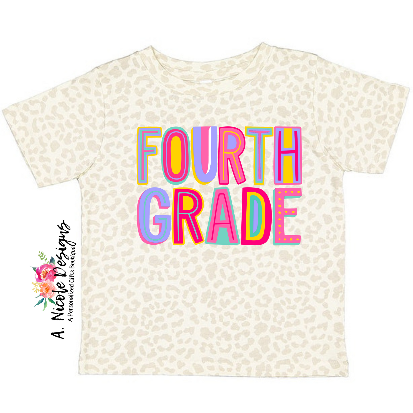 Natural Leopard Print Grade Level T-Shirt (pink)