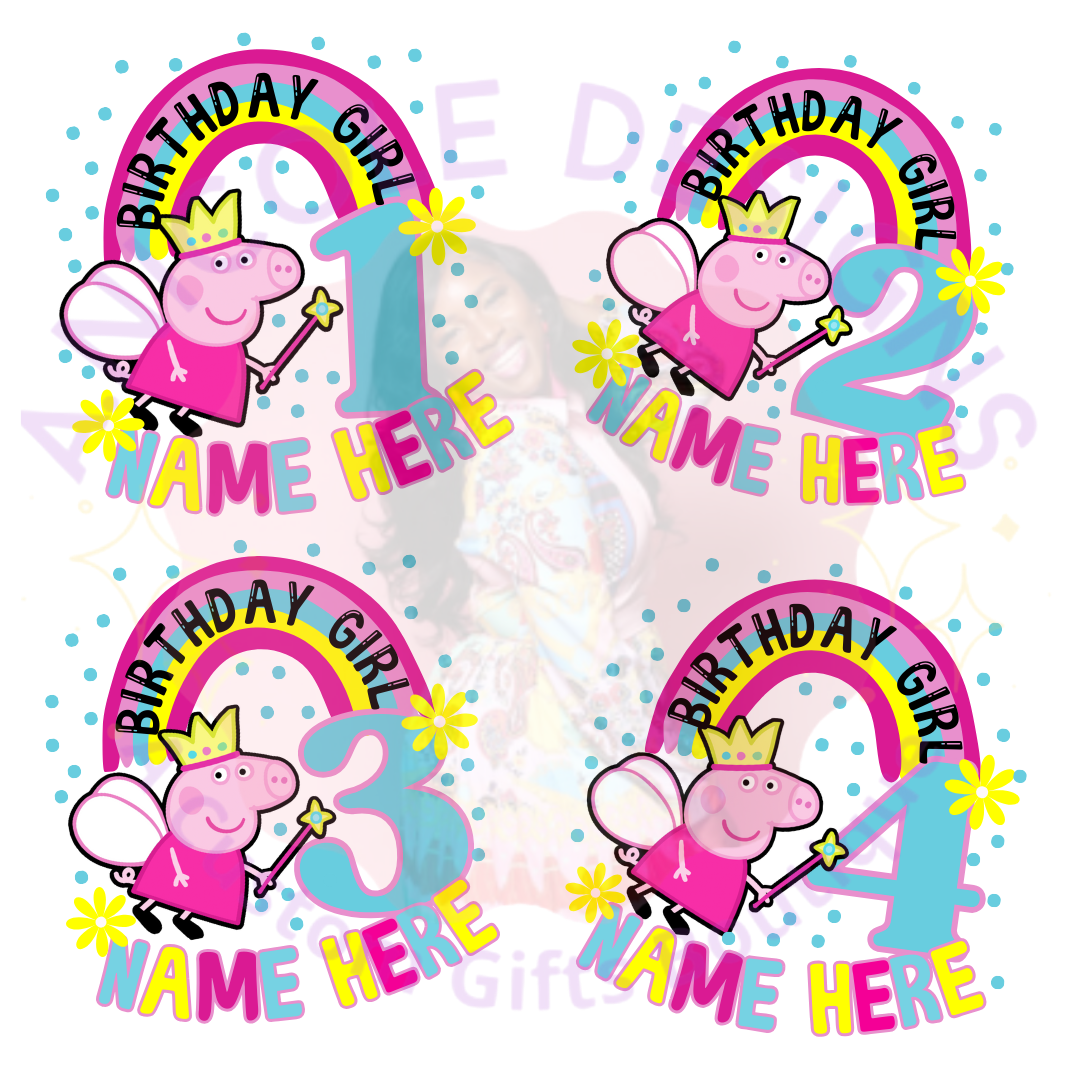 Peppa Pig Editable Birthday T-Shirt Template