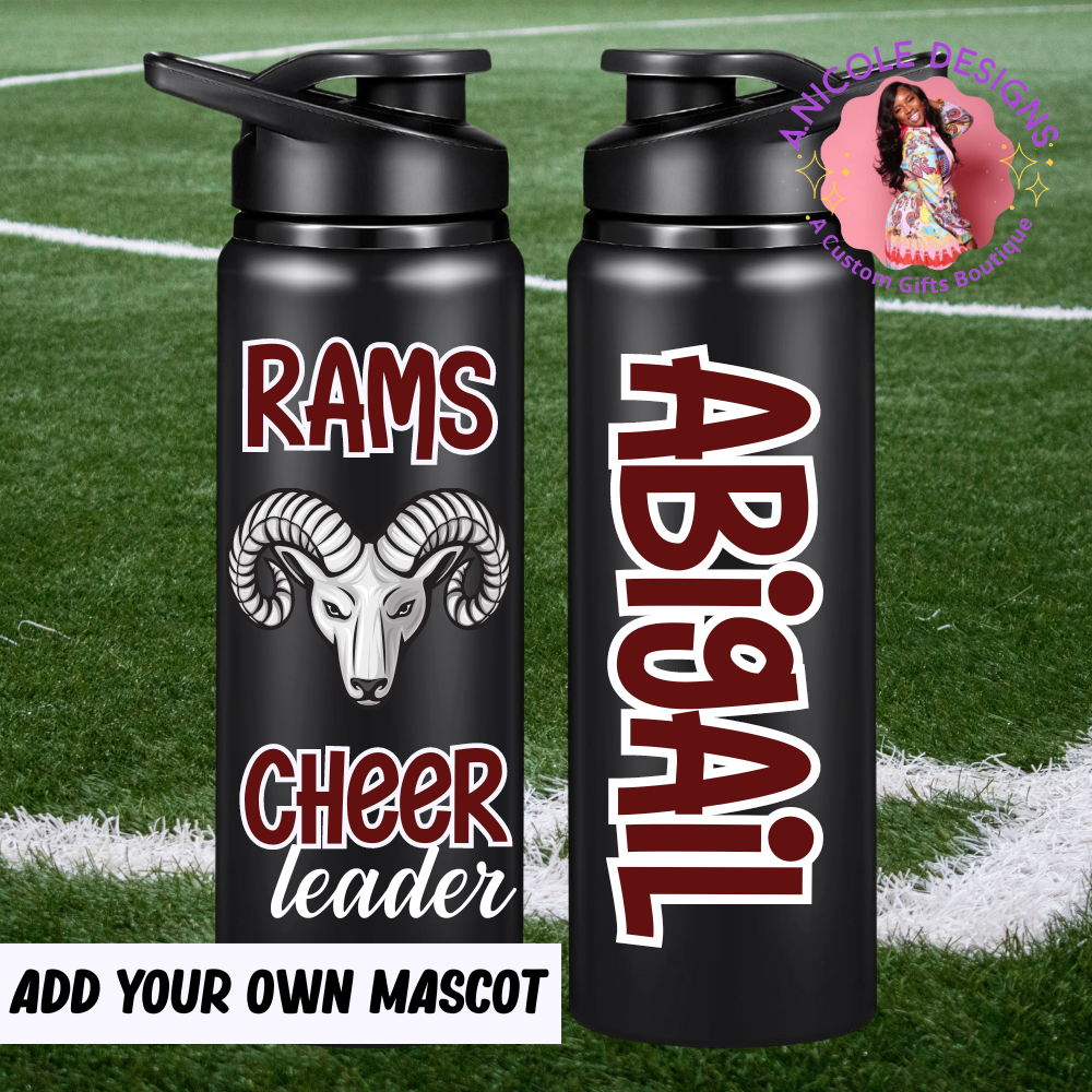 Mascot Cheerleading Water Bottles