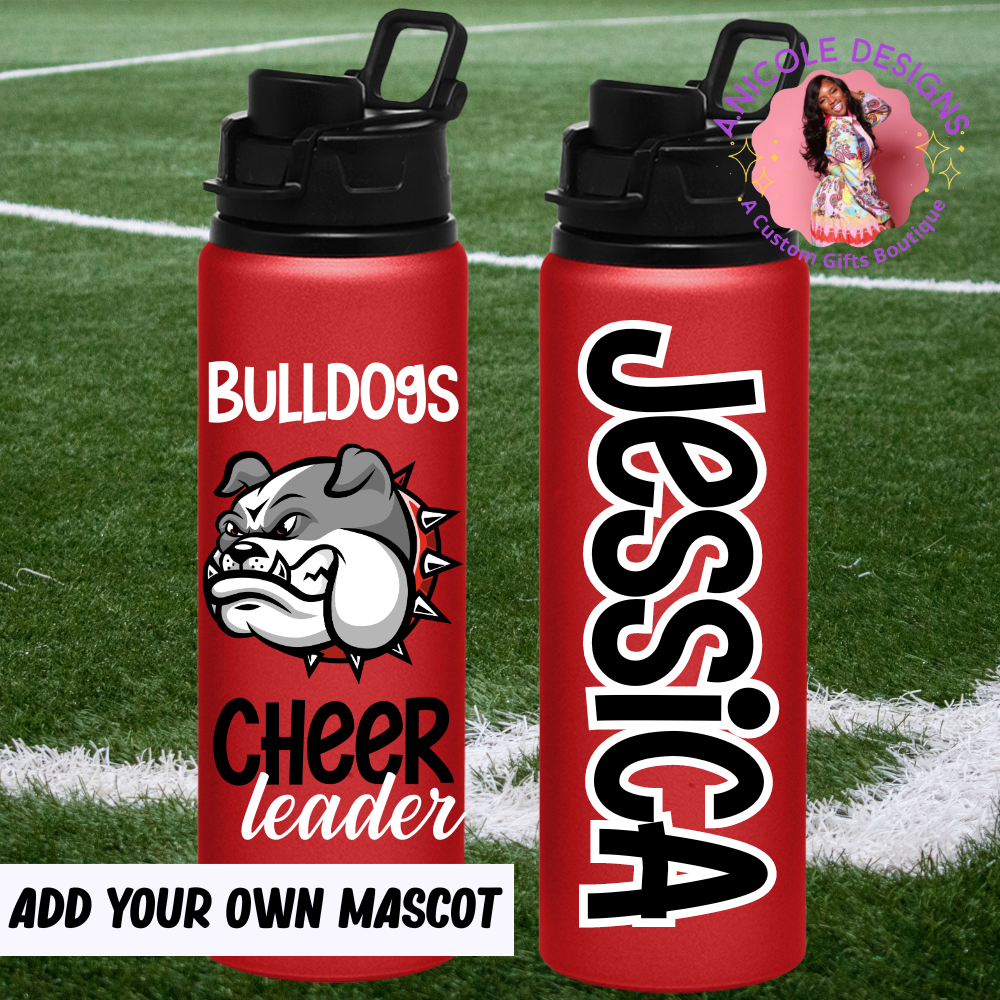 Mascot Cheerleading Water Bottles