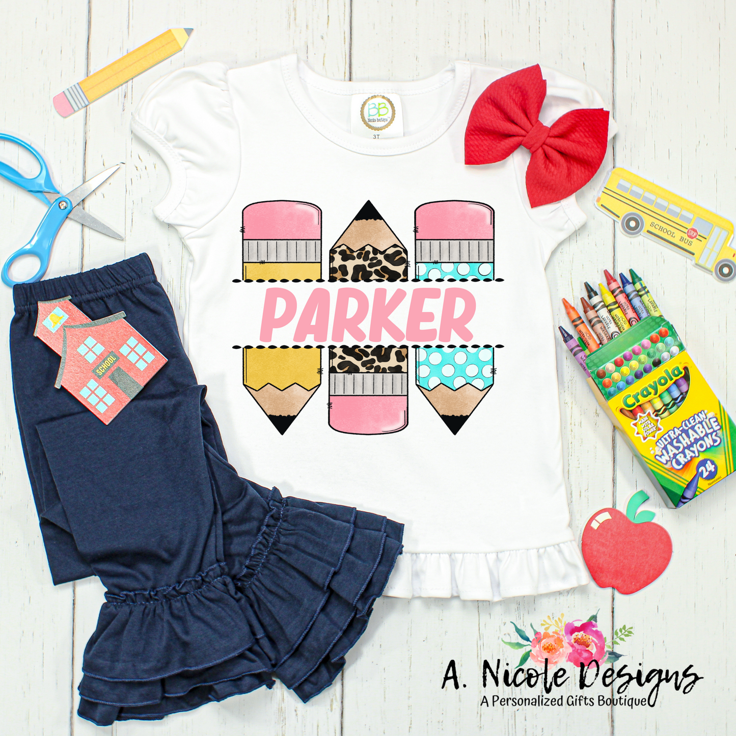Personalized Pencil Back to School T-Shirt