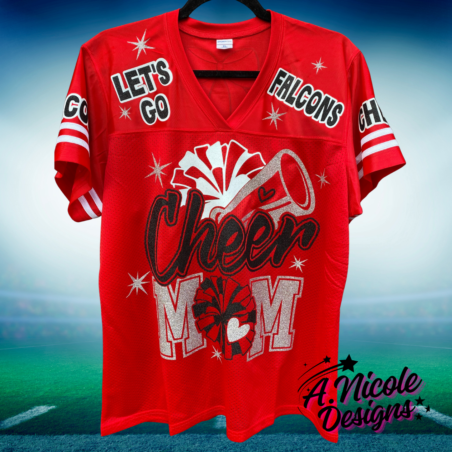 Cheer Mom Glitter/ Non-Glitter Football Jersey