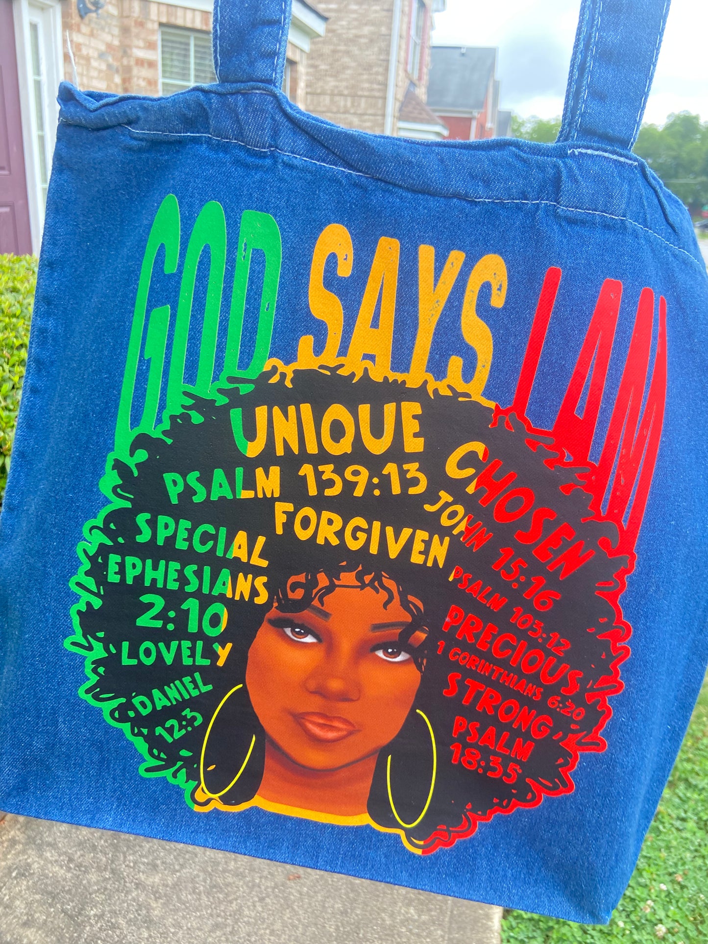 God Said I Am... Denim Totebag
