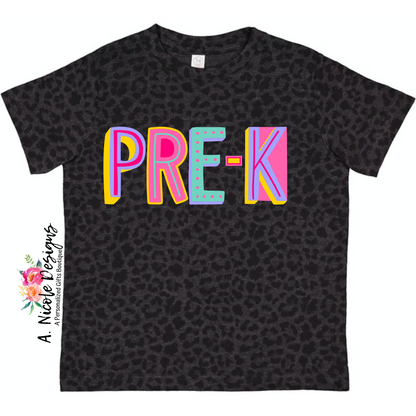 Black Leopard Print Grade Level T-Shirt (pink)