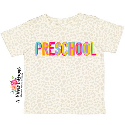 Natural Leopard Print Grade Level T-Shirt (pink)