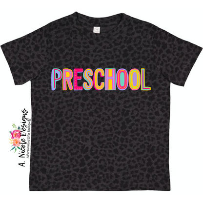 Black Leopard Print Grade Level T-Shirt (pink)