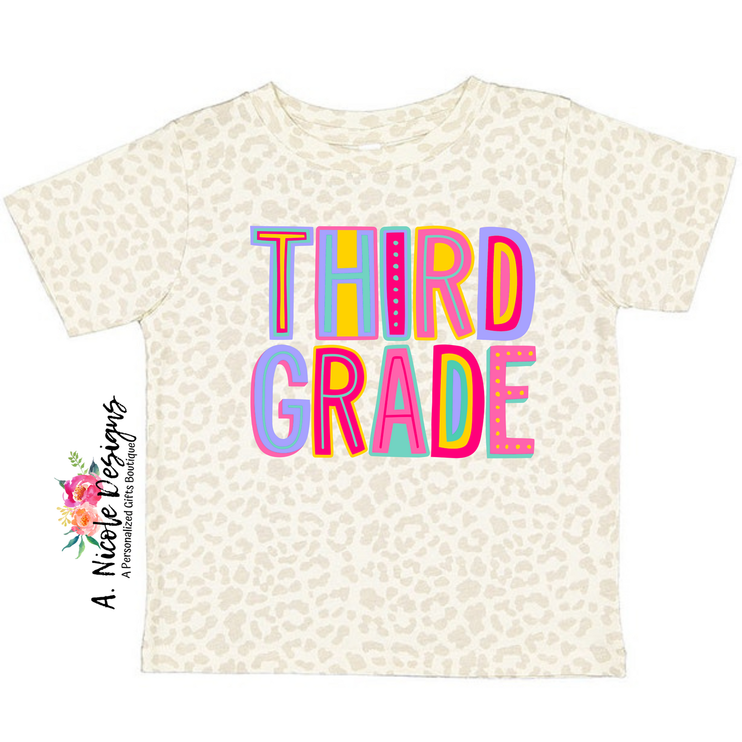Natural Leopard Print Grade Level T-Shirt (pink)