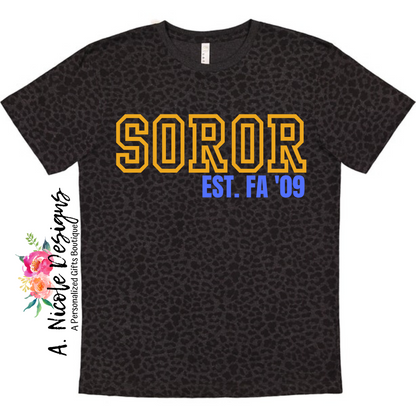 Blue & Gold Soror Leopard Tee | Sorority Girl | Sigma Gamma Rho Sorority | SGRho
