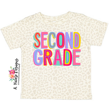 Natural Leopard Print Grade Level T-Shirt (pink)