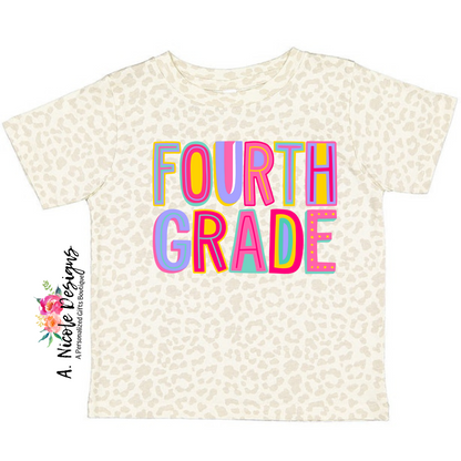 Natural Leopard Print Grade Level T-Shirt (pink)