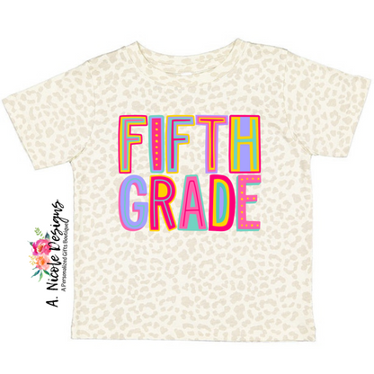 Natural Leopard Print Grade Level T-Shirt (pink)