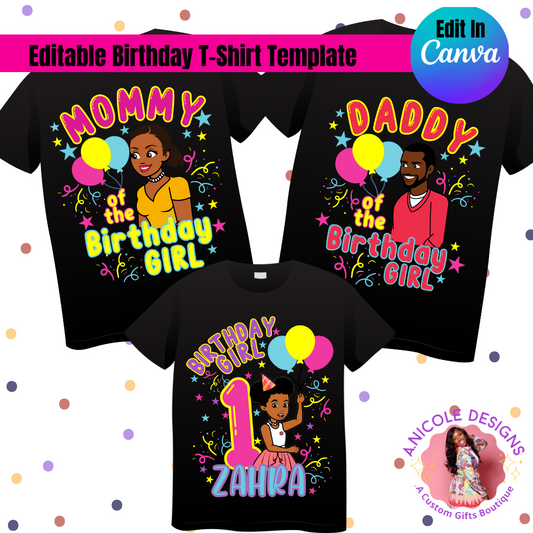Editable Birthday T-Shirt Template-GC1