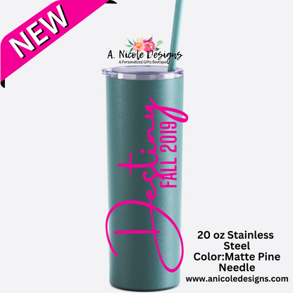 Stainless Steel Sorority Crossing Year and Name Tumbler | Alpha Kappa Alpha Inspired