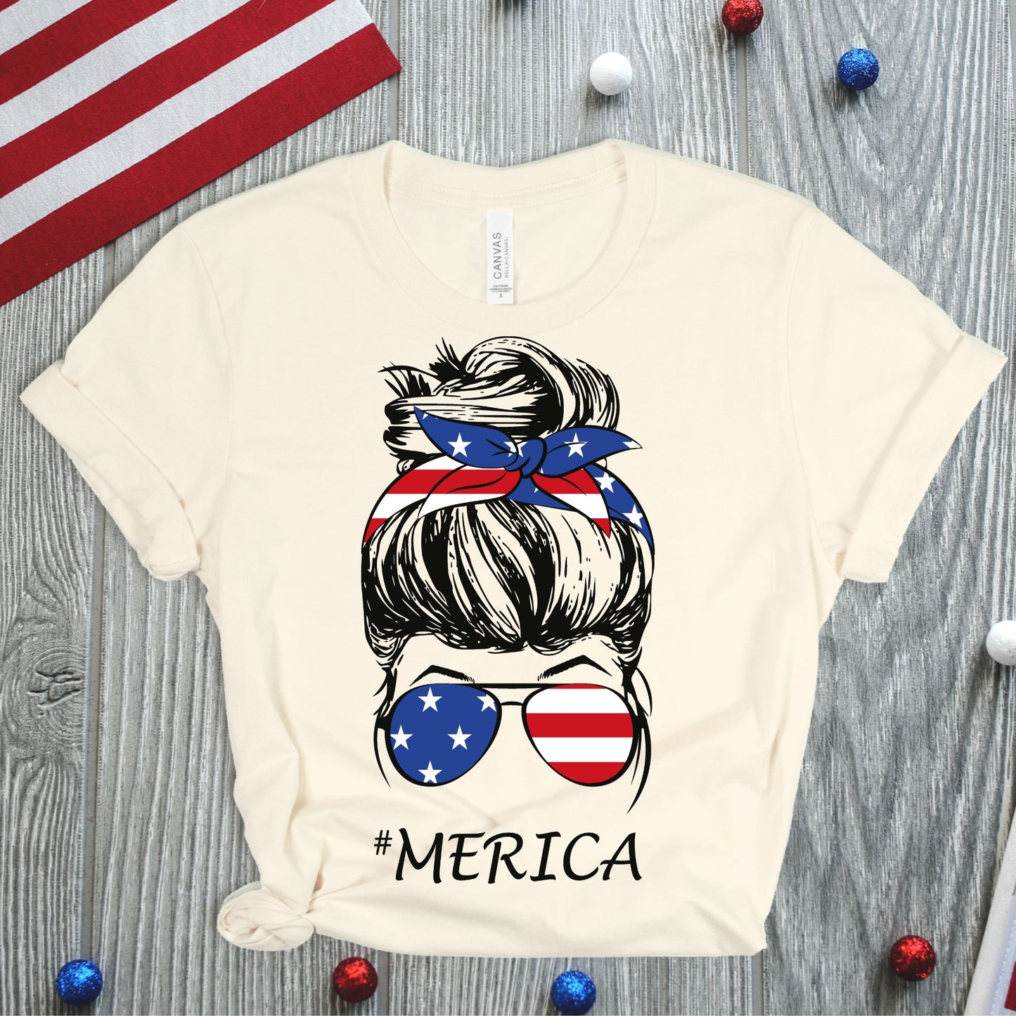 #Merica Lady Bun Fourth of July T-Shirt