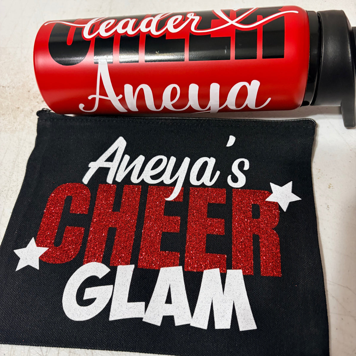 Personalized Makeup Bag: "Cheer Glam" Cheerleader Cosmetic Pouch