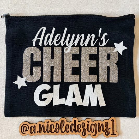 Personalized Makeup Bag: "Cheer Glam" Cheerleader Cosmetic Pouch