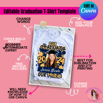 Editable Graduation T-Shirt Template #3