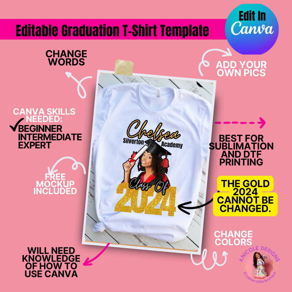 Editable Graduation T-Shirt Template #4 – A.Nicole Designs