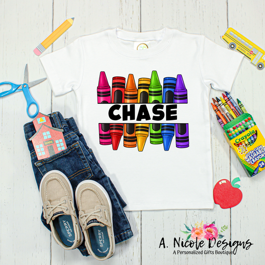 Personalized Crayons Back to School T-Shirt