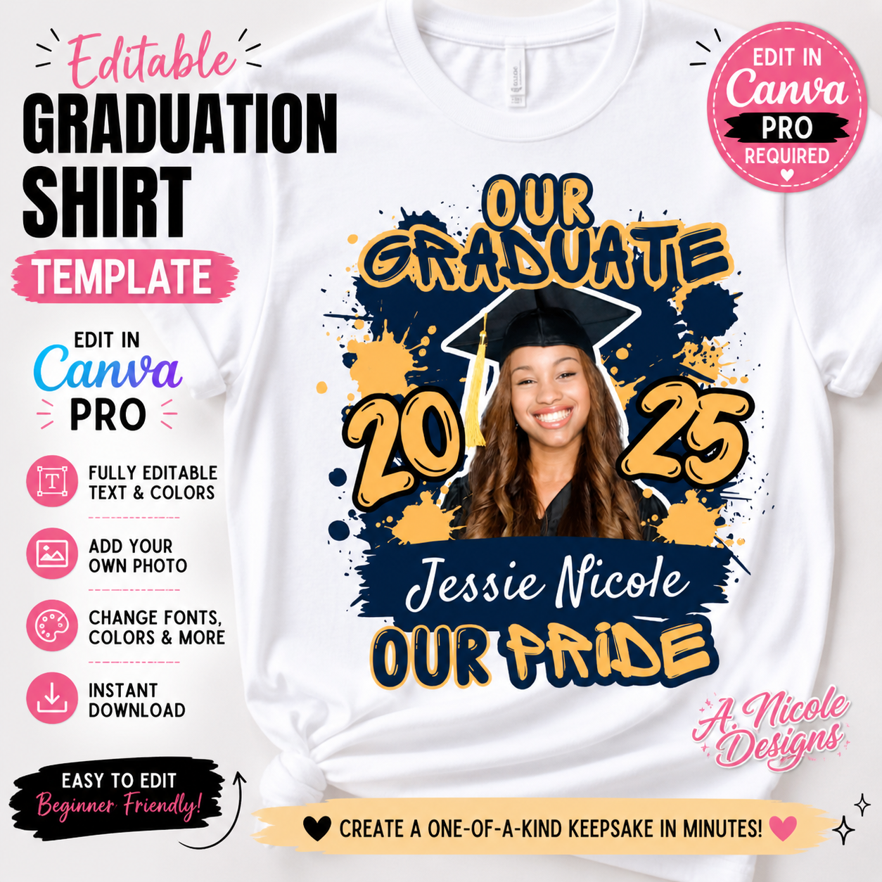 Editable Graduation T-Shirt Template #3