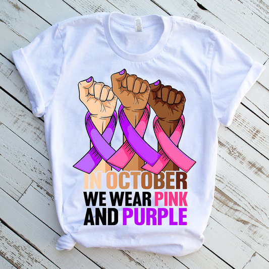 In October We Wear Pink and Purple T-Shirt