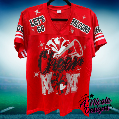 Cheer Mom Glitter/ Non-Glitter Football Jersey