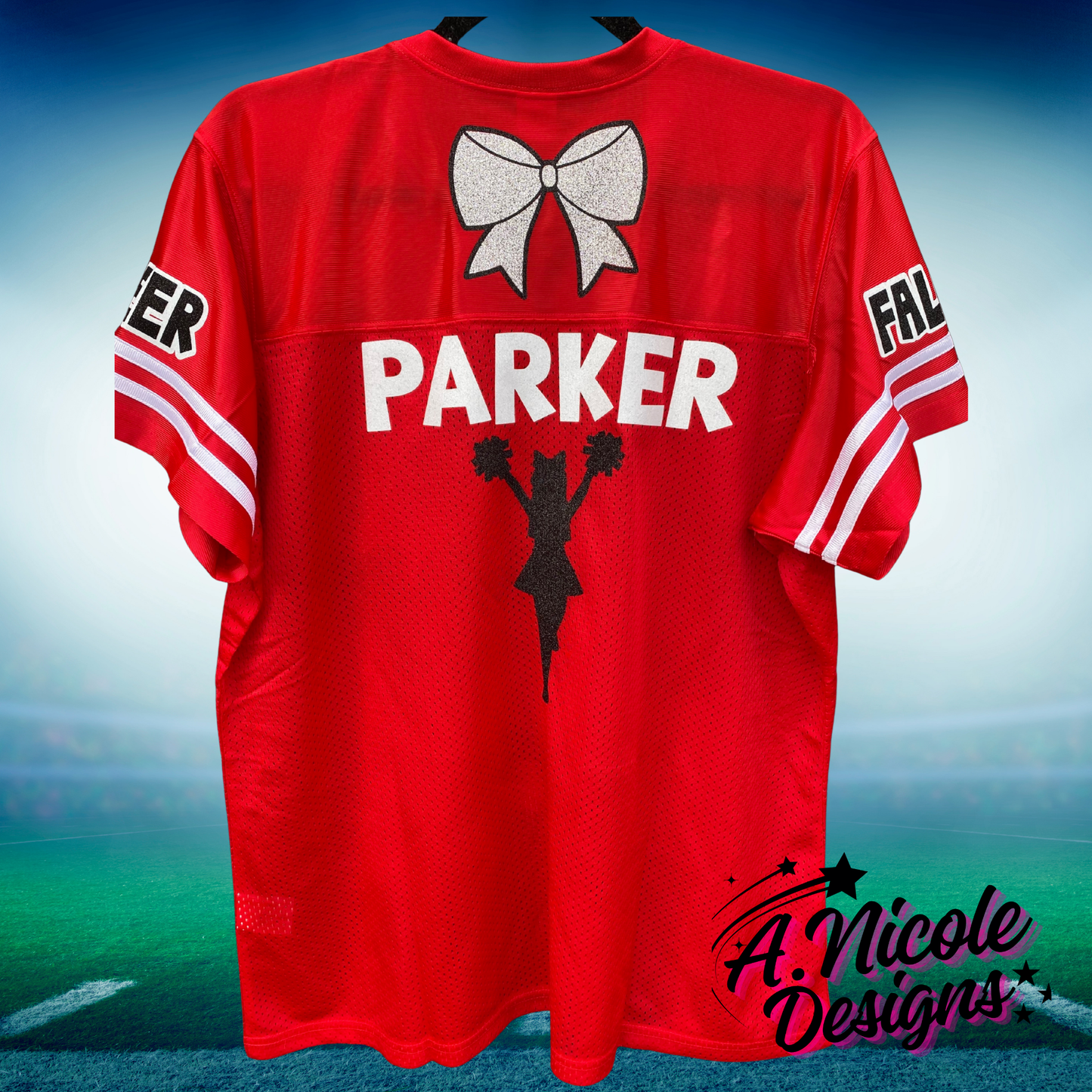 Cheer Mom Glitter/ Non-Glitter Football Jersey