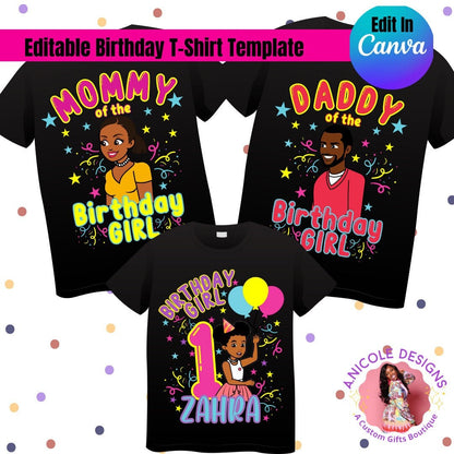Editable Gracie's Corner Birthday T-Shirt Template-Version 2