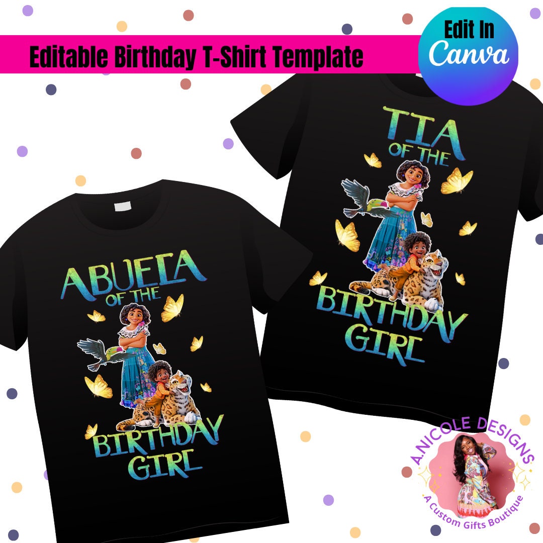Editable Encanto Birthday T-Shirt Template | Canva Editable