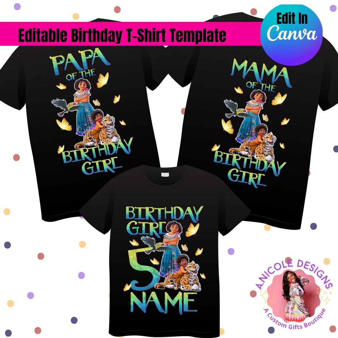 Editable Encanto Birthday T-Shirt Template | Canva Editable