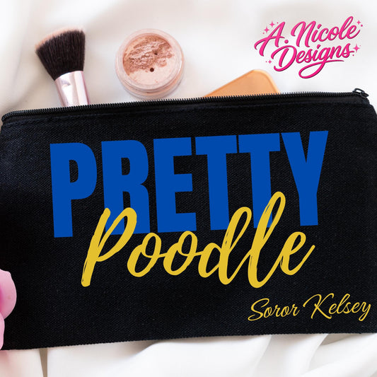 Personalized Makeup Bag: "Pretty Poodle" Sorority Cosmetic Pouch