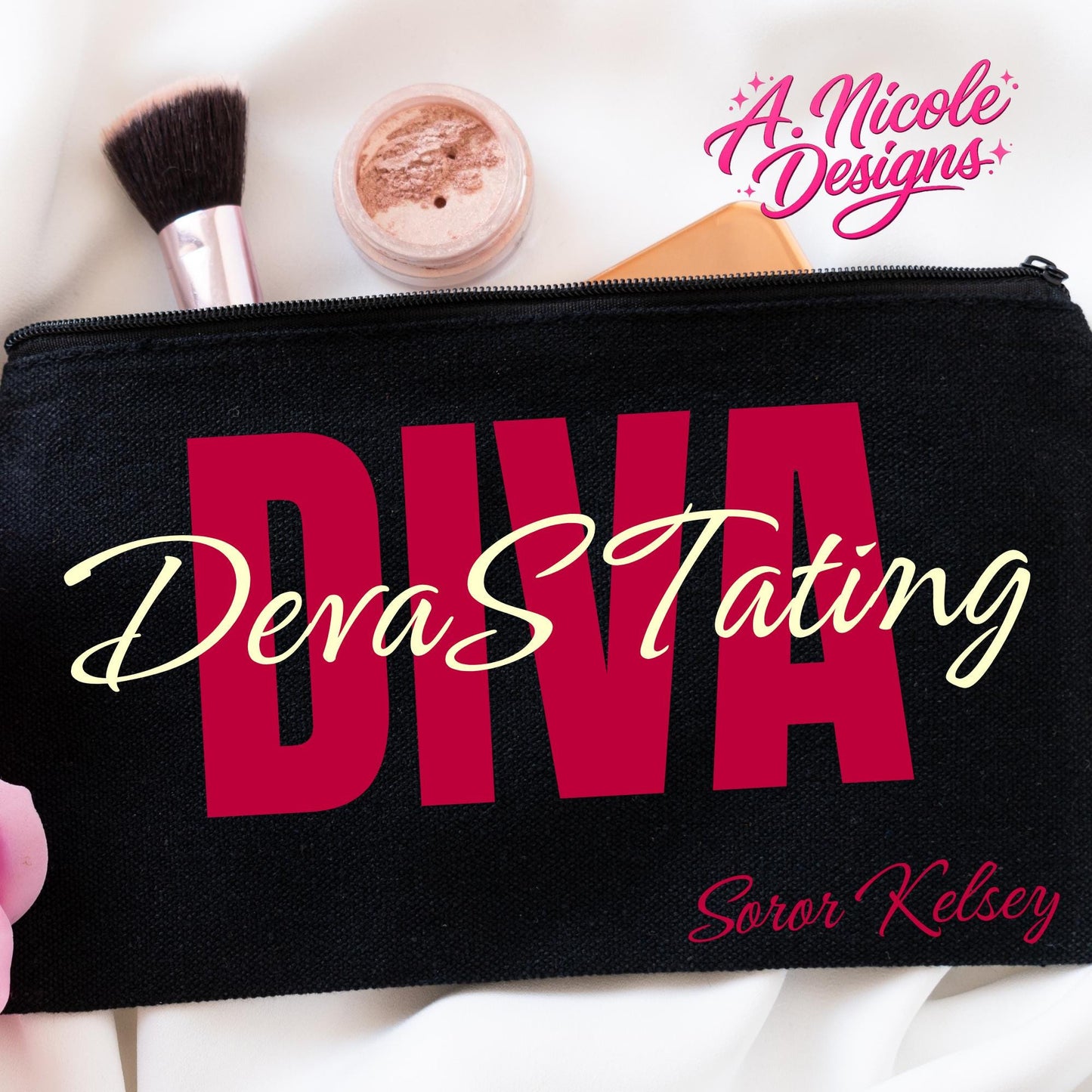 Personalized Makeup Bag: "DevaSTating Diva" Sorority Cosmetic Pouch