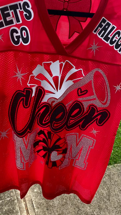 Cheer Mom Glitter/ Non-Glitter Football Jersey