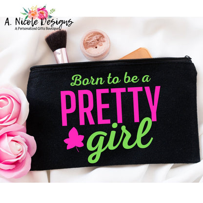 Pretty Girl Makeup Bag/ Personalized Makeup Bag / Essentials Bag/Cosmetic Bag
