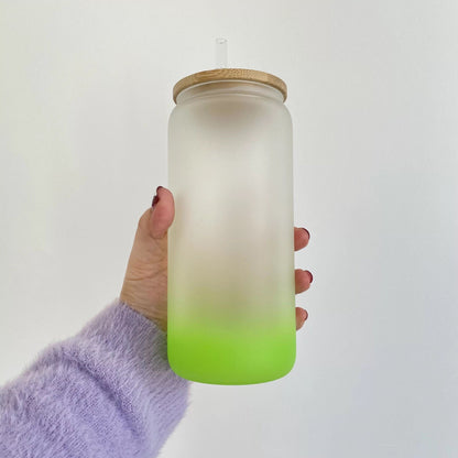 Blank Ombre Color Gradient Frosted Sublimation Glass bottle | Glass Can | Beer Can Glass | Blank Glass Can |