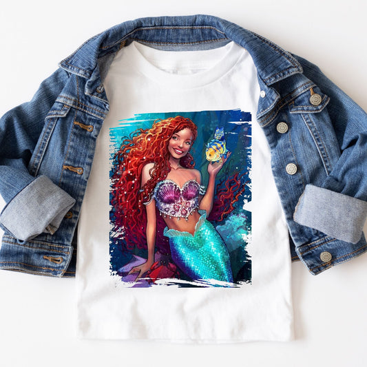 Halle Mermaid Shirt 2 | Kids Little Mermaid Shirt | Black Mermaid